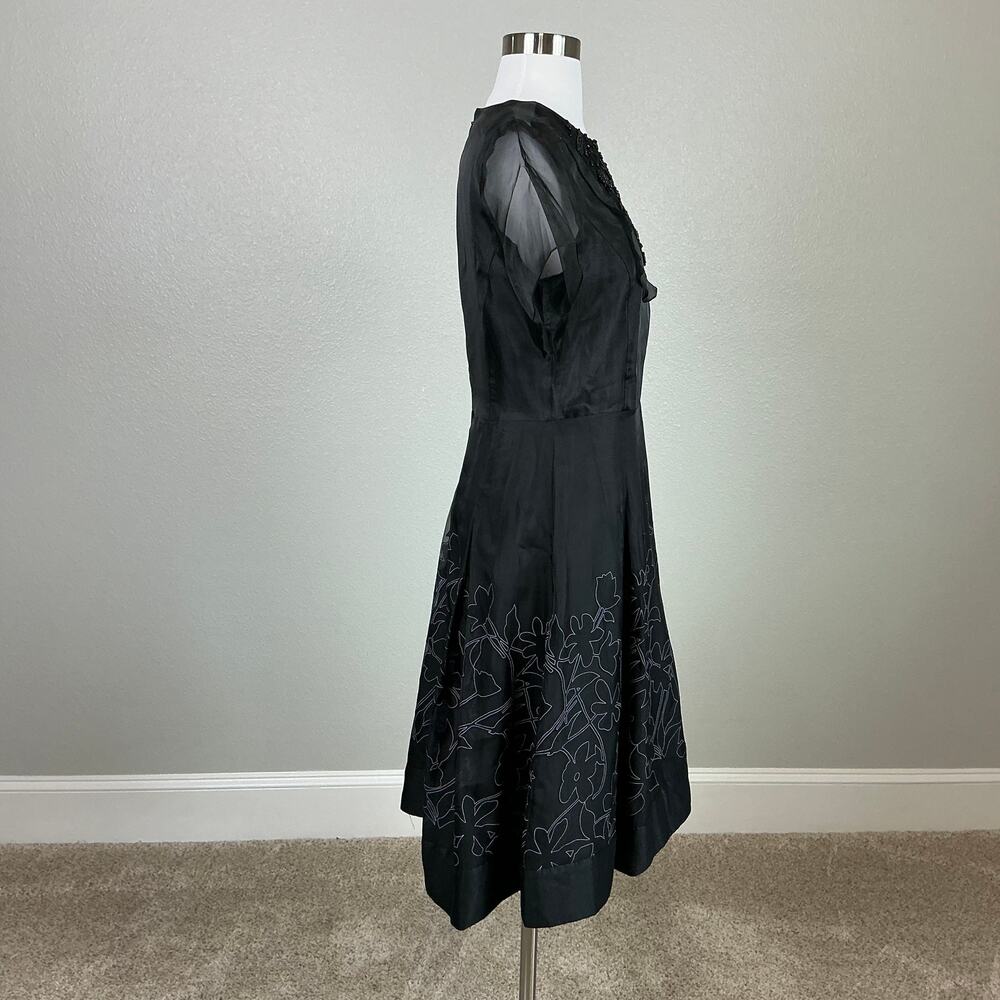 Sachin & Babi Beaded Chiffon Fit and Flare Cocktail Dress Black Size 8 - Picture 4 of 13